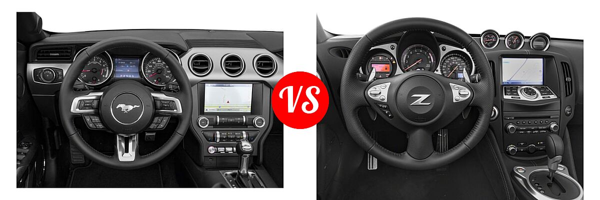 2019 Ford Mustang Convertible EcoBoost / EcoBoost Premium / GT Premium vs. 2019 Nissan 370Z Convertible Auto - Dashboard Comparison