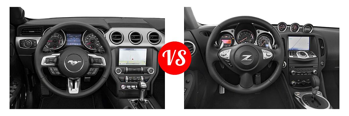 2019 Ford Mustang Convertible EcoBoost / EcoBoost Premium / GT Premium vs. 2019 Nissan 370Z Convertible Sport Touring - Dashboard Comparison