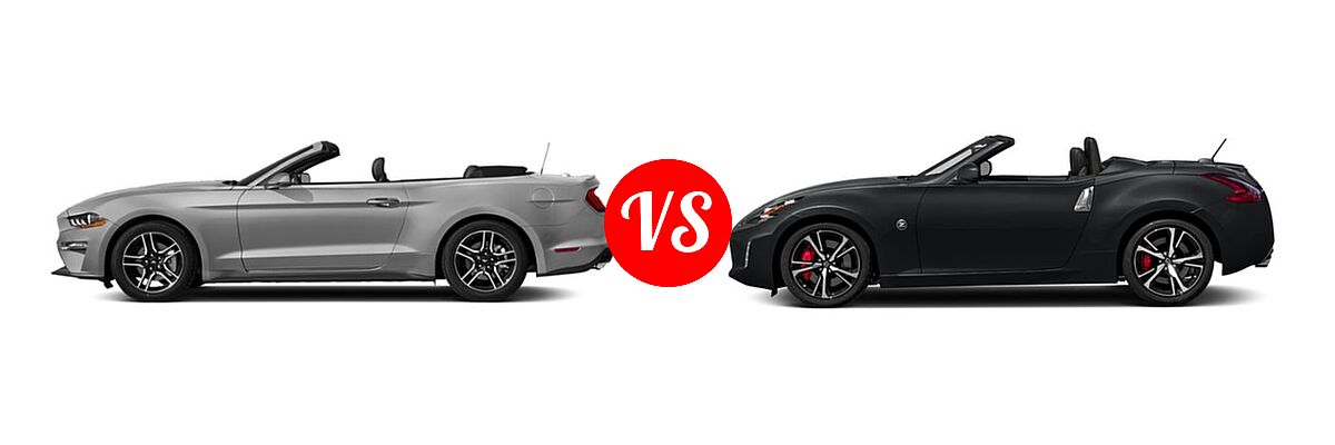 2019 Ford Mustang Convertible EcoBoost / EcoBoost Premium / GT Premium vs. 2019 Nissan 370Z Convertible Auto - Side Comparison