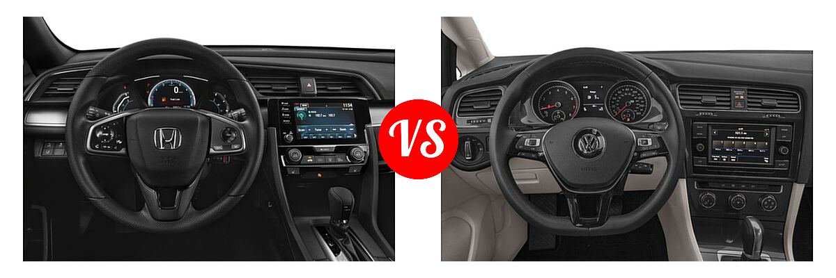 2019 Honda Civic Hatchback LX vs. 2019 Volkswagen Golf Hatchback S / SE - Dashboard Comparison