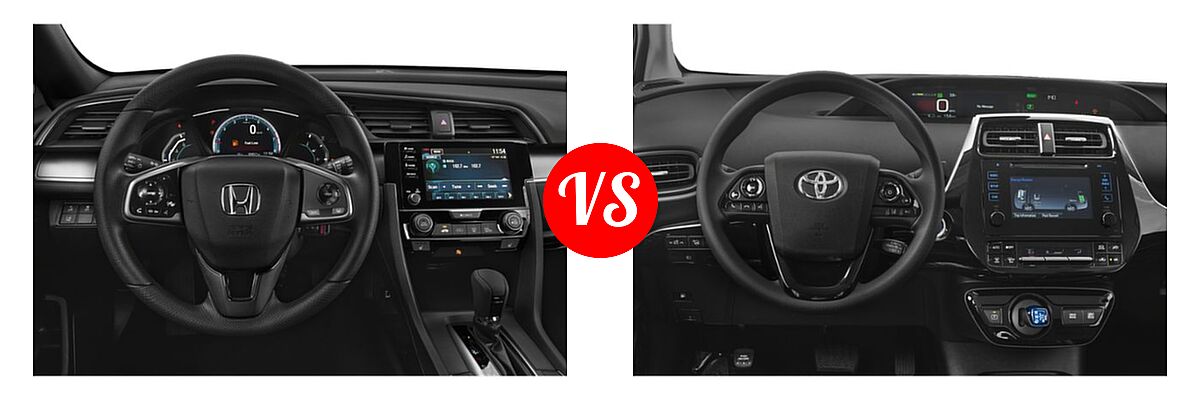 2019 Honda Civic Hatchback LX vs. 2019 Toyota Prius Hatchback Hybrid L Eco / LE / Limited / XLE - Dashboard Comparison