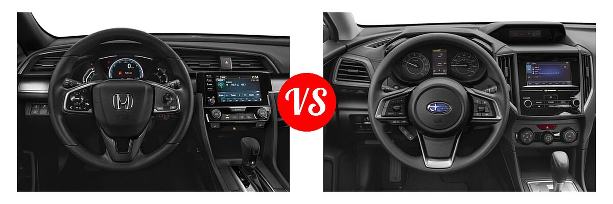 2019 Honda Civic Hatchback LX vs. 2019 Subaru Impreza Hatchback 2.0i 5-door CVT / 2.0i 5-door Manual / Premium - Dashboard Comparison