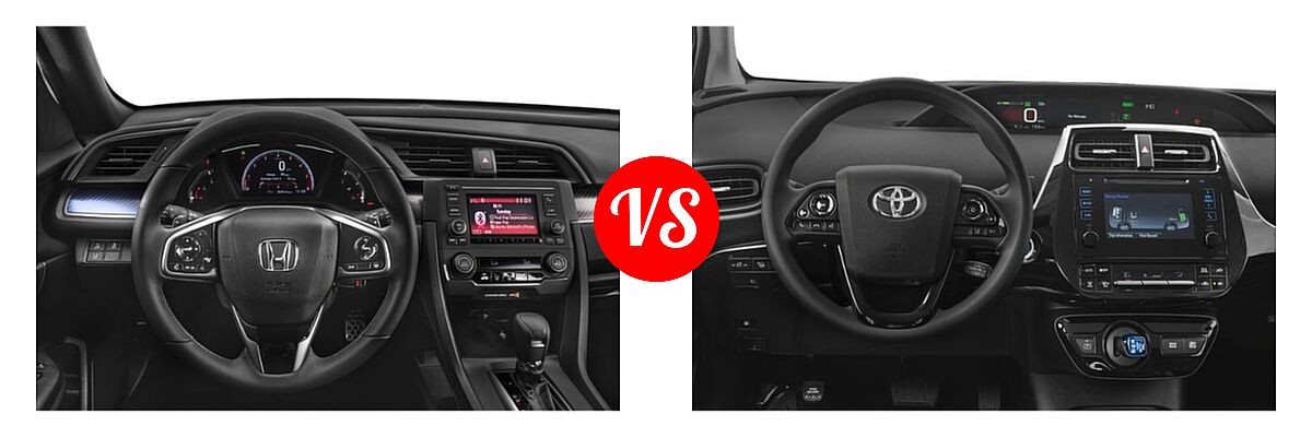 2019 Honda Civic Hatchback Sport vs. 2019 Toyota Prius Hatchback Hybrid L Eco / LE / Limited / XLE - Dashboard Comparison