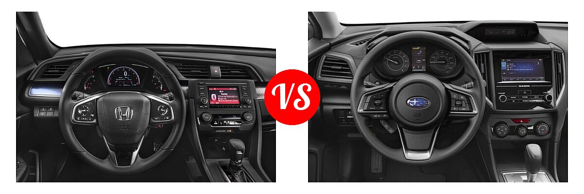 2019 Honda Civic Hatchback Sport vs. 2019 Subaru Impreza Hatchback 2.0i 5-door CVT / 2.0i 5-door Manual / Premium - Dashboard Comparison