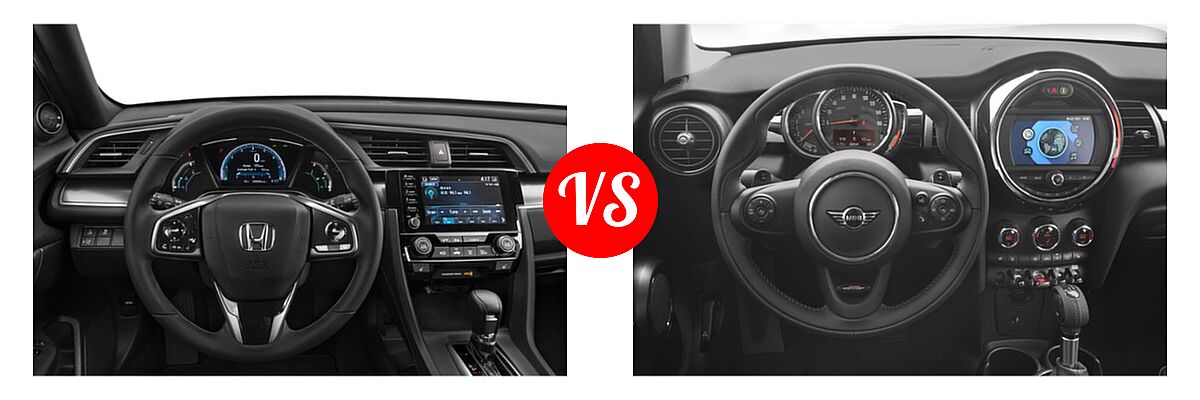 2019 Honda Civic Hatchback EX-L Navi vs. 2019 MINI Hardtop 4 Door Hatchback Cooper FWD / S - Dashboard Comparison