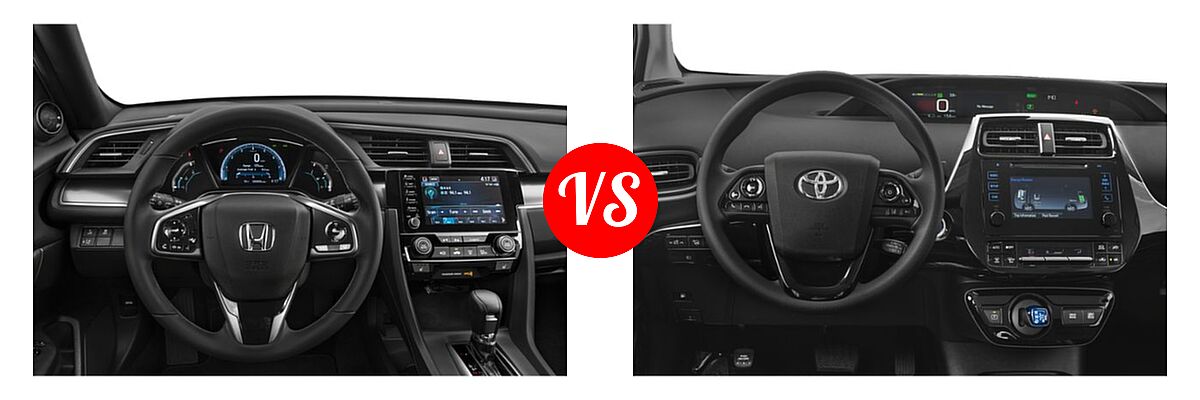 2019 Honda Civic Hatchback EX-L Navi vs. 2019 Toyota Prius Hatchback Hybrid L Eco / LE / Limited / XLE - Dashboard Comparison