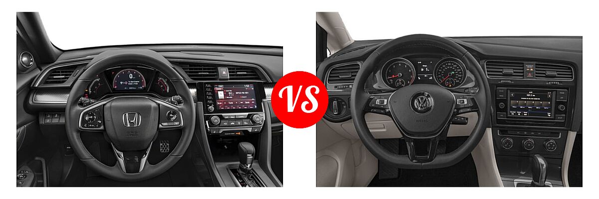 2019 Honda Civic Hatchback Sport Touring vs. 2019 Volkswagen Golf Hatchback S / SE - Dashboard Comparison