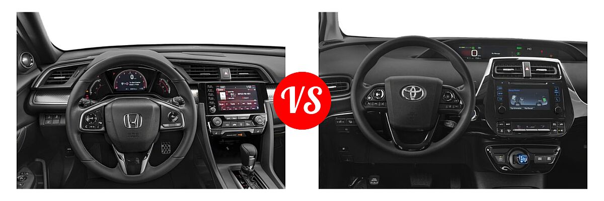 2019 Honda Civic Hatchback Sport Touring vs. 2019 Toyota Prius Hatchback Hybrid L Eco / LE / Limited / XLE - Dashboard Comparison