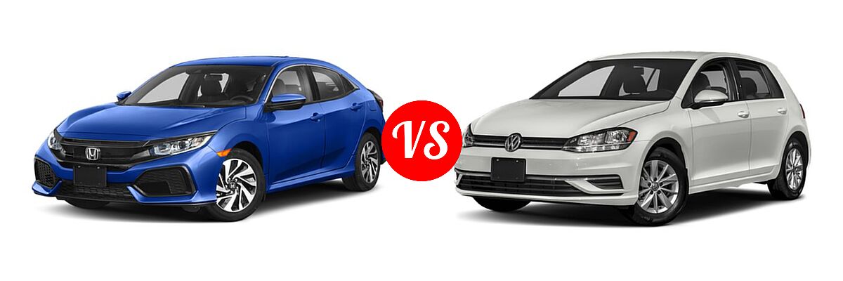 2019 Honda Civic Hatchback LX vs. 2019 Volkswagen Golf Hatchback S / SE - Front Left Comparison
