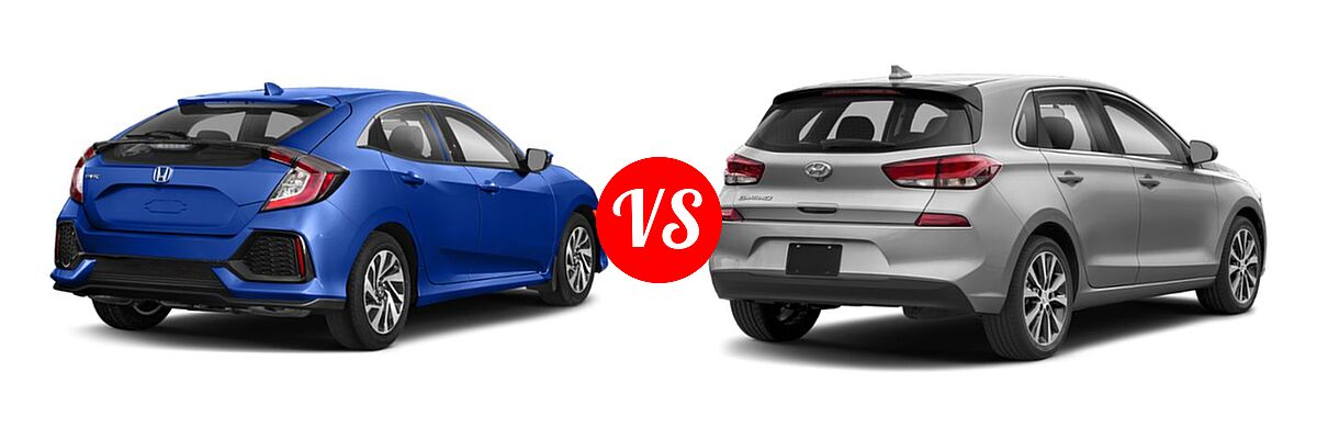 2019 Honda Civic Hatchback LX vs. 2019 Hyundai Elantra GT Hatchback Auto - Rear Right Comparison