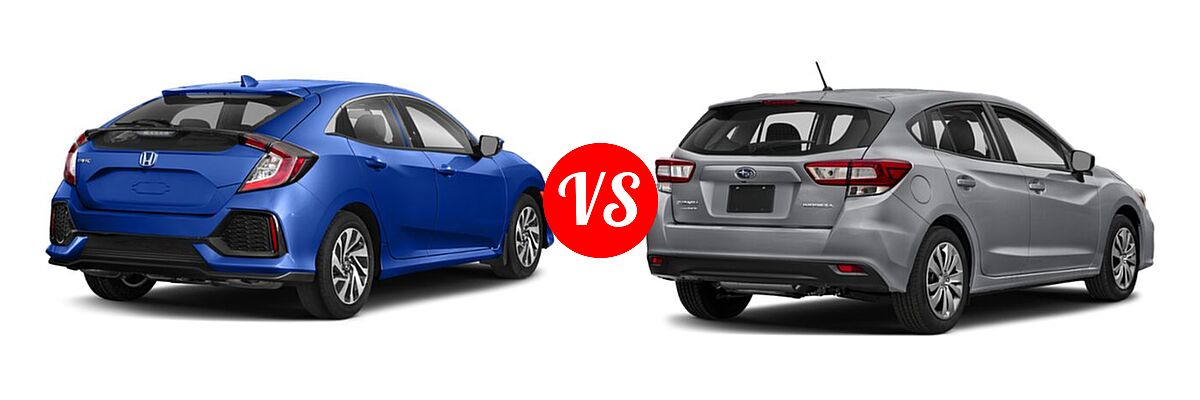 2019 Honda Civic Hatchback LX vs. 2019 Subaru Impreza Hatchback 2.0i 5-door CVT / 2.0i 5-door Manual / Premium - Rear Right Comparison