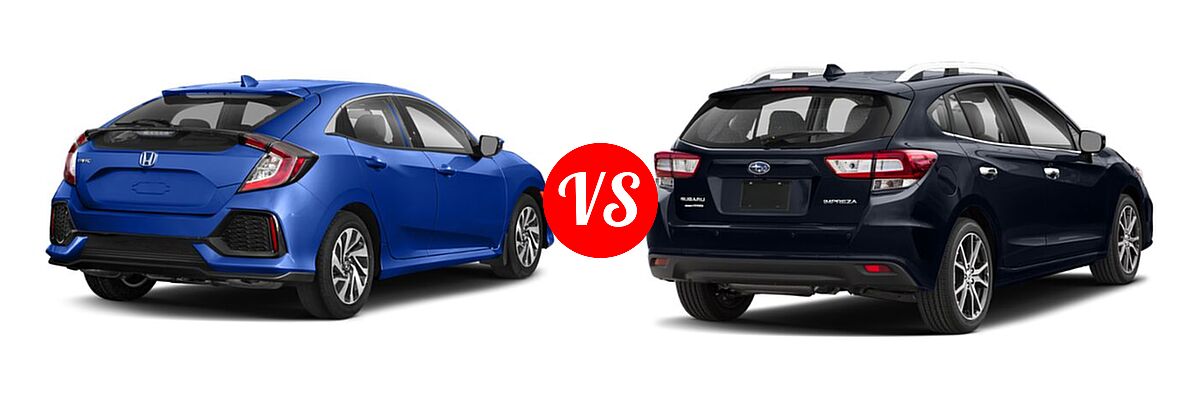 2019 Honda Civic Hatchback LX vs. 2019 Subaru Impreza Hatchback Limited - Rear Right Comparison