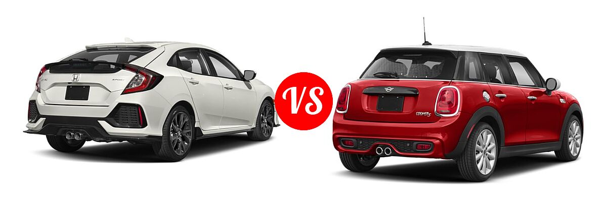 2019 Honda Civic Hatchback Sport vs. 2019 MINI Hardtop 4 Door Hatchback Cooper FWD / S - Rear Right Comparison