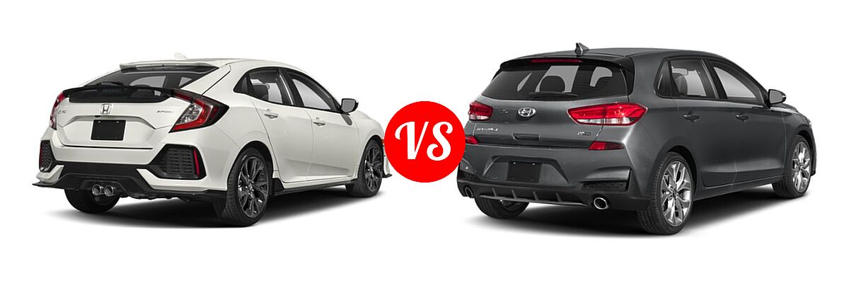 2019 Honda Civic Hatchback Sport vs. 2019 Hyundai Elantra GT Hatchback N Line - Rear Right Comparison