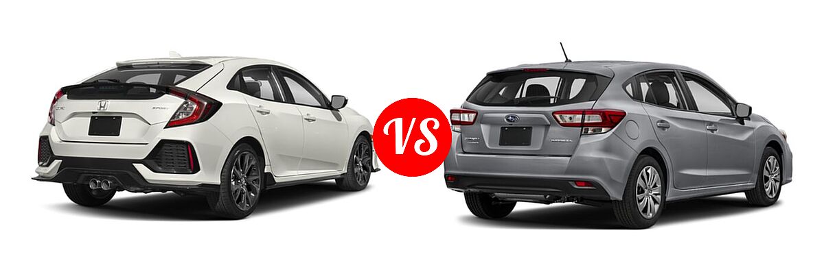 2019 Honda Civic Hatchback Sport vs. 2019 Subaru Impreza Hatchback 2.0i 5-door CVT / 2.0i 5-door Manual / Premium - Rear Right Comparison