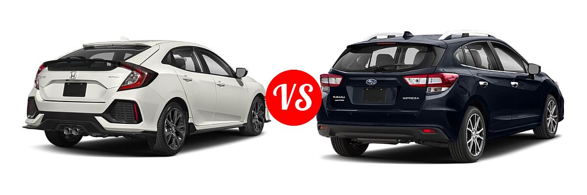 2019 Honda Civic Hatchback Sport vs. 2019 Subaru Impreza Hatchback Limited - Rear Right Comparison