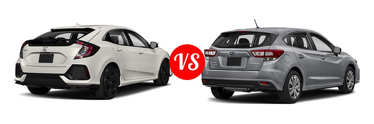2019 Honda Civic Hatchback EX-L Navi vs. 2019 Subaru Impreza Hatchback 2.0i 5-door CVT / 2.0i 5-door Manual / Premium - Rear Right Comparison