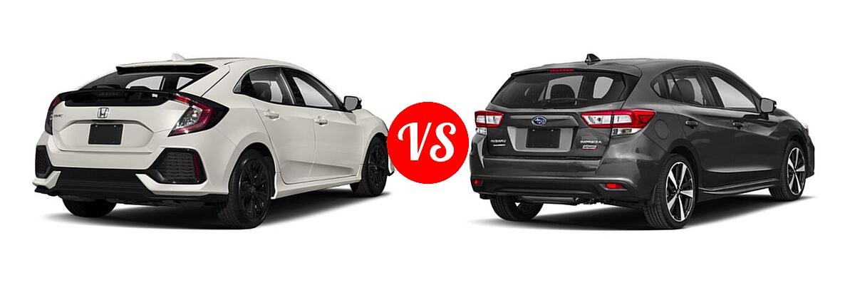 2019 Honda Civic Hatchback EX-L Navi vs. 2019 Subaru Impreza Hatchback Sport - Rear Right Comparison