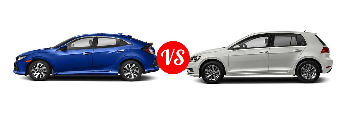 2019 Honda Civic Hatchback LX vs. 2019 Volkswagen Golf Hatchback S / SE - Side Comparison