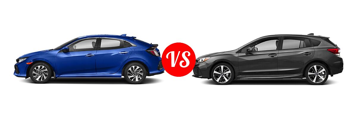 2019 Honda Civic Hatchback LX vs. 2019 Subaru Impreza Hatchback Sport - Side Comparison