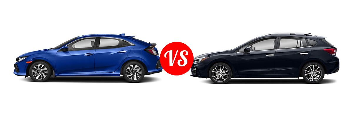 2019 Honda Civic Hatchback LX vs. 2019 Subaru Impreza Hatchback Limited - Side Comparison