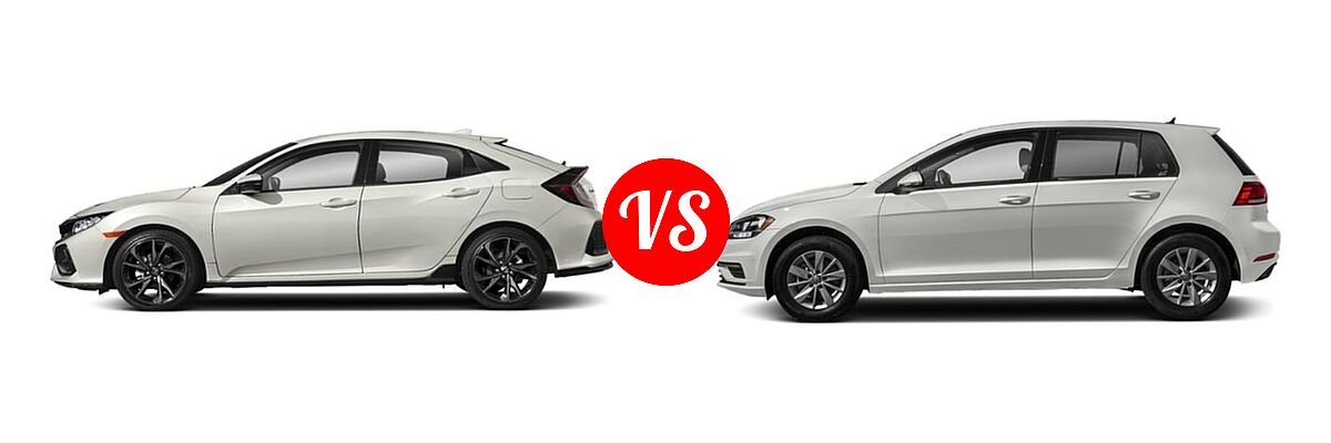 2019 Honda Civic Hatchback Sport vs. 2019 Volkswagen Golf Hatchback S / SE - Side Comparison