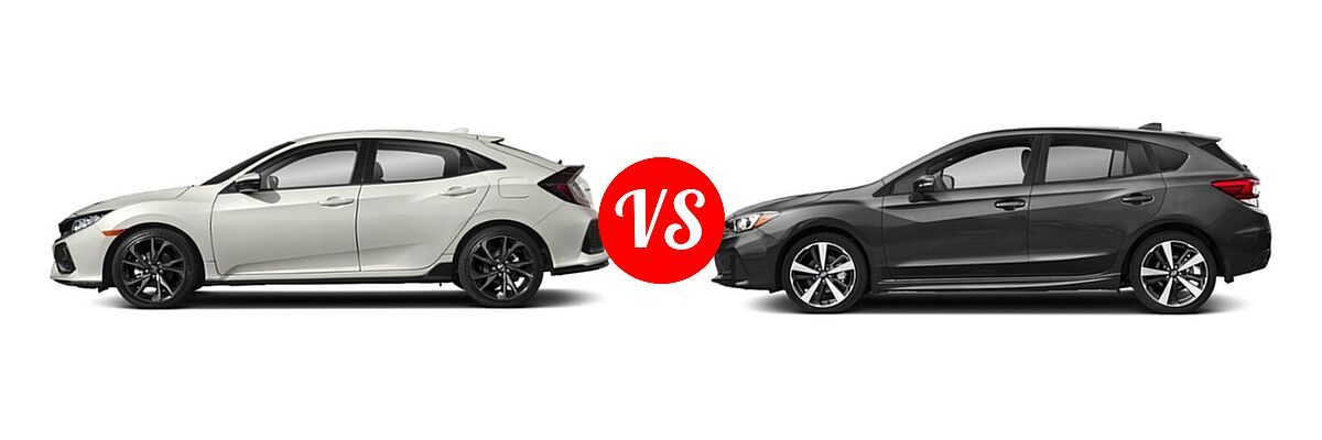 2019 Honda Civic Hatchback Sport vs. 2019 Subaru Impreza Hatchback Sport - Side Comparison