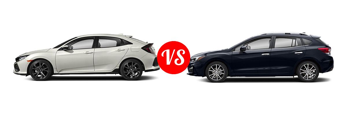 2019 Honda Civic Hatchback Sport vs. 2019 Subaru Impreza Hatchback Limited - Side Comparison