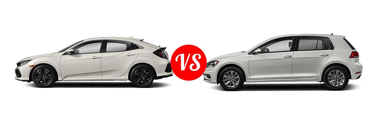 2019 Honda Civic Hatchback EX-L Navi vs. 2019 Volkswagen Golf Hatchback S / SE - Side Comparison