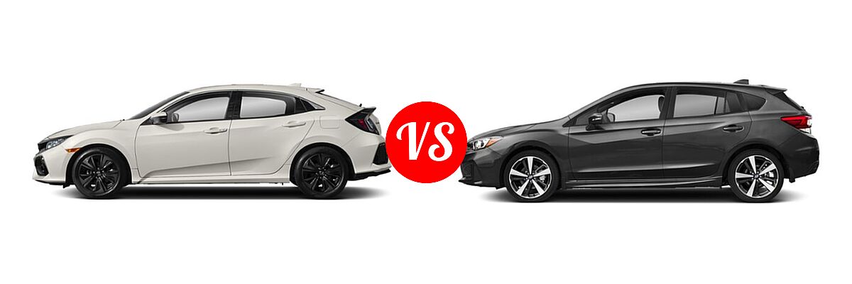 2019 Honda Civic Hatchback EX-L Navi vs. 2019 Subaru Impreza Hatchback Sport - Side Comparison