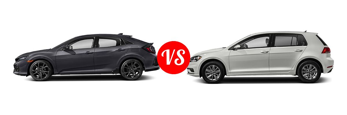2019 Honda Civic Hatchback Sport Touring vs. 2019 Volkswagen Golf Hatchback S / SE - Side Comparison