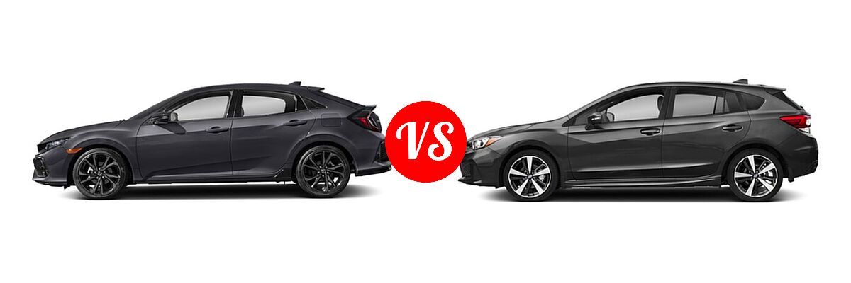 2019 Honda Civic Hatchback Sport Touring vs. 2019 Subaru Impreza Hatchback Sport - Side Comparison