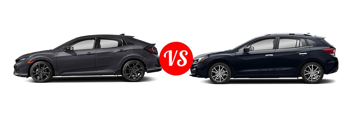 2019 Honda Civic Hatchback Sport Touring vs. 2019 Subaru Impreza Hatchback Limited - Side Comparison