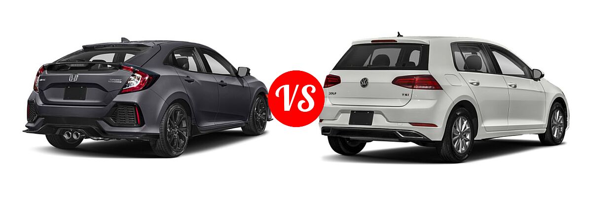 2019 Honda Civic Hatchback Sport Touring vs. 2019 Volkswagen Golf Hatchback S / SE - Rear Right Comparison