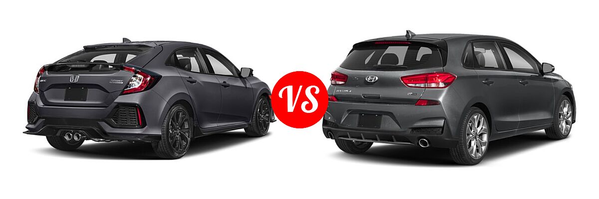 2019 Honda Civic Hatchback Sport Touring vs. 2019 Hyundai Elantra GT Hatchback N Line - Rear Right Comparison