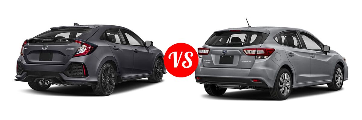 2019 Honda Civic Hatchback Sport Touring vs. 2019 Subaru Impreza Hatchback 2.0i 5-door CVT / 2.0i 5-door Manual / Premium - Rear Right Comparison