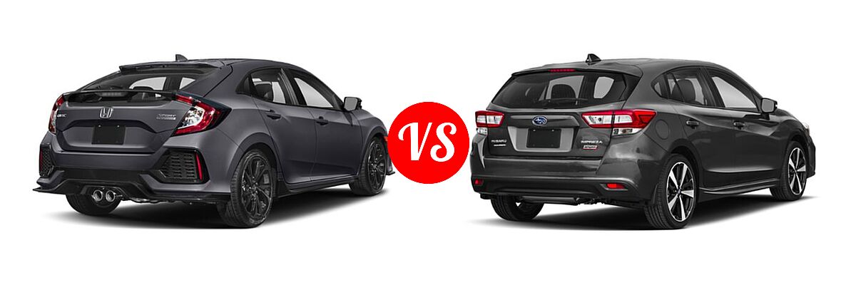 2019 Honda Civic Hatchback Sport Touring vs. 2019 Subaru Impreza Hatchback Sport - Rear Right Comparison