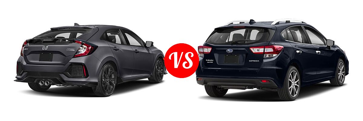 2019 Honda Civic Hatchback Sport Touring vs. 2019 Subaru Impreza Hatchback Limited - Rear Right Comparison