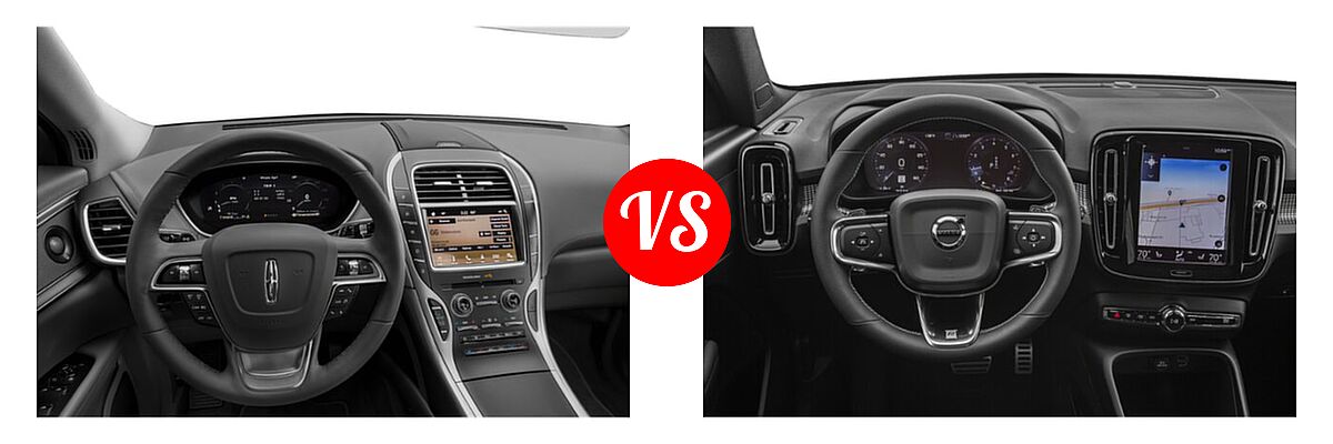 2019 Lincoln Nautilus SUV Black Label / Reserve / Select / Standard vs. 2019 Volvo XC40 SUV R-Design - Dashboard Comparison