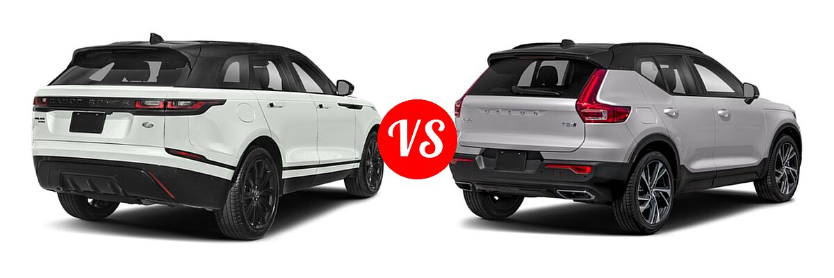 2019 Land Rover Range Rover Velar SUV P250 / R-Dynamic HSE / R-Dynamic SE / S vs. 2019 Volvo XC40 SUV R-Design - Rear Right Comparison