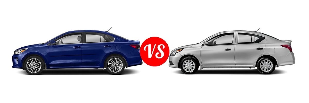 2018 Kia Rio Sedan EX / LX / S vs. 2018 Nissan Versa Sedan S / S Plus / SV - Side Comparison