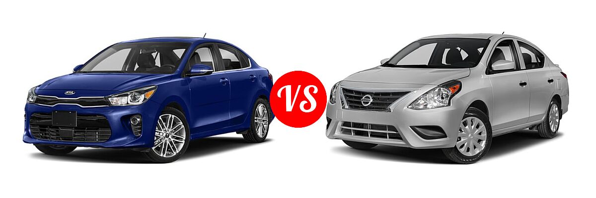2018 Kia Rio Sedan EX / LX / S vs. 2018 Nissan Versa Sedan S / S Plus / SV - Front Left Comparison