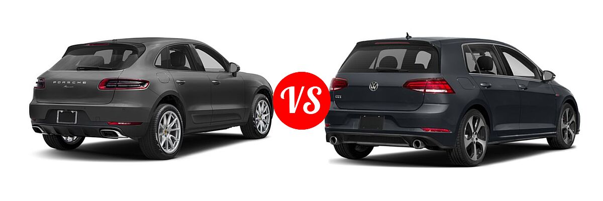 2017 Porsche Macan SUV AWD vs. 2018 Volkswagen Golf GTI Hatchback Autobahn / S / SE - Rear Right Comparison