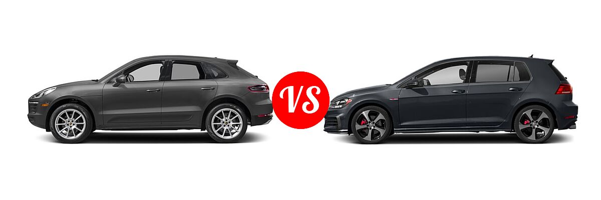 2017 Porsche Macan SUV AWD vs. 2018 Volkswagen Golf GTI Hatchback Autobahn / S / SE - Side Comparison