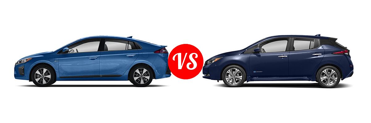 2018 Hyundai Ioniq Plug-In Hybrid Hatchback Limited vs. 2018 Nissan Leaf Hatchback S / SL / SV - Side Comparison