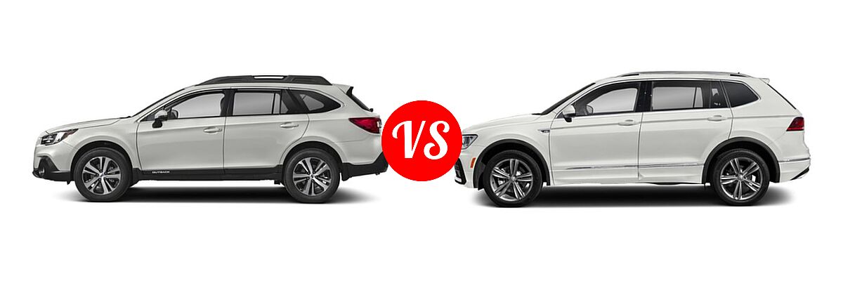 2019 Subaru Outback SUV Limited vs. 2019 Volkswagen Tiguan SUV SEL Premium R-Line / SEL R-Line / SEL R-Line Black - Side Comparison