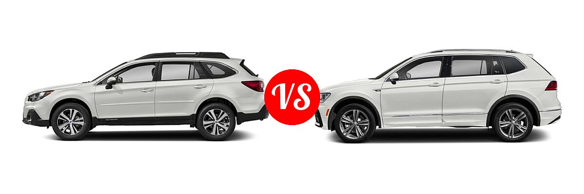 2019 Subaru Outback SUV Premium / Touring vs. 2019 Volkswagen Tiguan SUV SEL Premium R-Line / SEL R-Line / SEL R-Line Black - Side Comparison