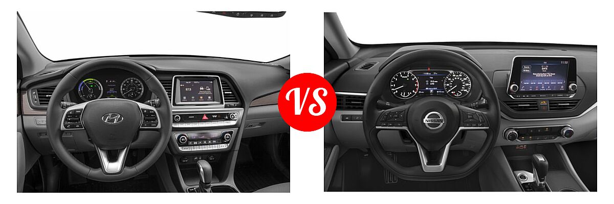 2019 Hyundai Sonata Hybrid Sedan Hybrid SE vs. 2019 Nissan Altima Sedan 2.0 Edition ONE / 2.0 Platinum / 2.5 Platinum / 2.5 S / 2.5 SL / 2.5 SV - Dashboard Comparison