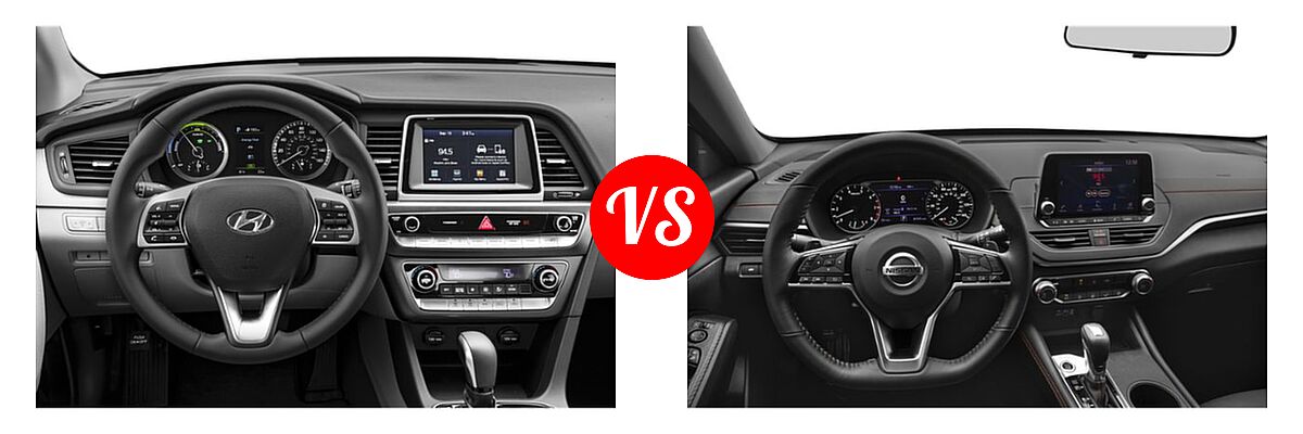 2019 Hyundai Sonata Hybrid Sedan Hybrid Limited vs. 2019 Nissan Altima Sedan 2.0 SR / 2.5 SR - Dashboard Comparison