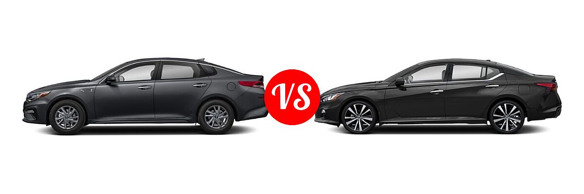 2020 Kia Optima Sedan LX vs. 2020 Nissan Altima Sedan 2.0 Platinum / 2.5 Platinum / 2.5 SL / 2.5 SV - Side Comparison